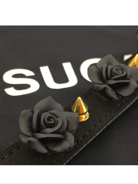 Black Rose Studded Choker Necklace - Gold Accent main image 5